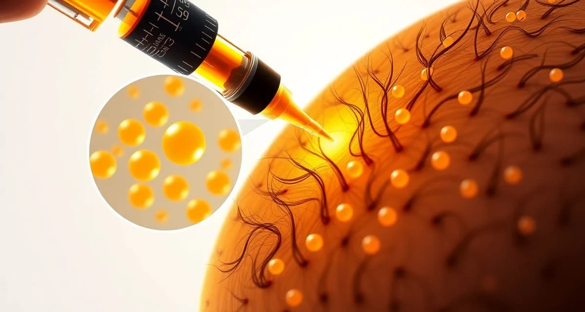 Platelet-rich plasma scalp injection for hair regrowth PRP therapy injection procedure showing platelet-rich plasma being administered into scalp for hair loss treatment